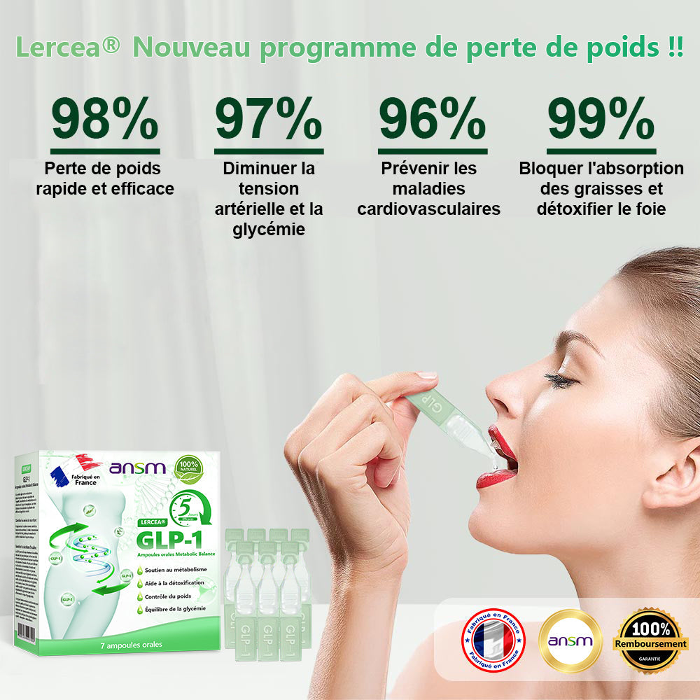⭐Vente directe en magasin phare recommandée par l'ANSM LERCEA® GLP-1 ampoule buvable équilibre métabolique Obésité, maladies cardiovasculaires, diabète, syndrome d'apnée du sommeil, problèmes articulaires, etc.🔥🔥