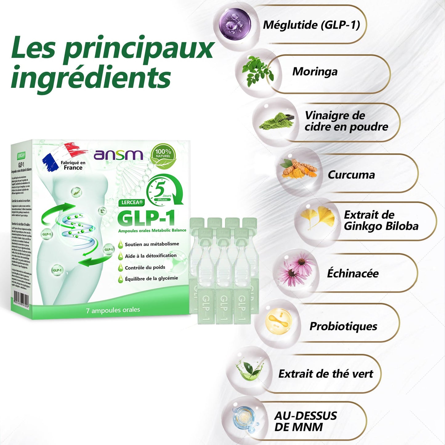 ⭐Vente directe en magasin phare recommandée par l'ANSM LERCEA® GLP-1 ampoule buvable équilibre métabolique Obésité, maladies cardiovasculaires, diabète, syndrome d'apnée du sommeil, problèmes articulaires, etc.🔥🔥